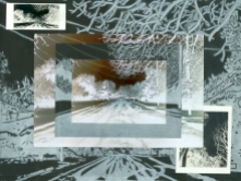 "Snowy Street IV" 2006. White charcoal, inverted photographs, and transparencies. 19" x 25"
